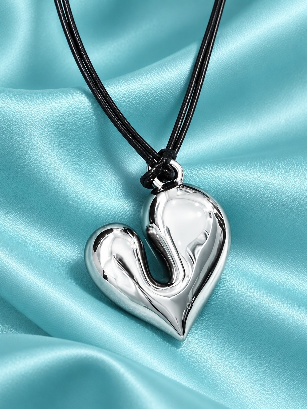 NEW 2026 Trend ✨ Sculptural Silver Heart Pendant Necklace